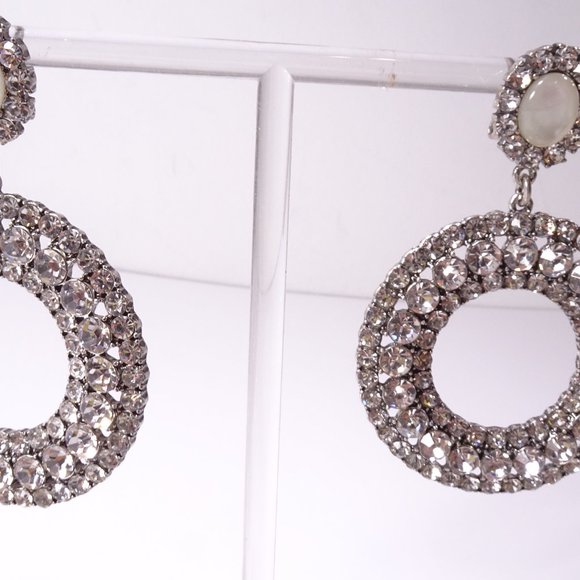 Banana Republic Brilliant CRYSTAL WREATH Opal Circle Drop EARRINGS NWT 68 - Picture 5 of 6